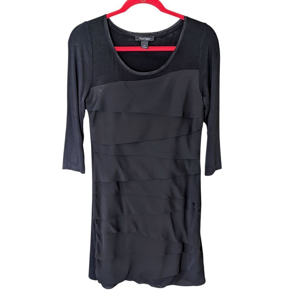 WHITE HOUSE BLACK MARKET Tiered Bodycon Black Dress Small